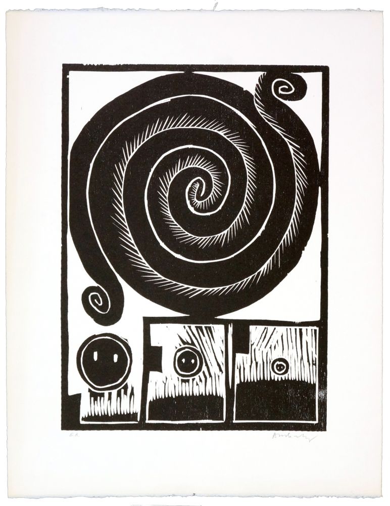 Woodcut Alechinsky - Spirale I