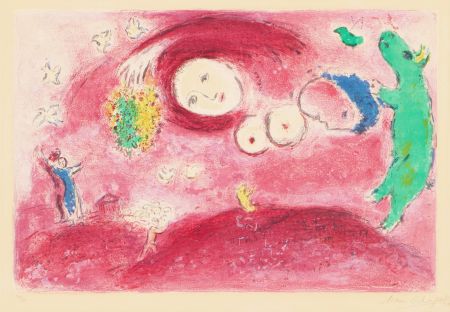 Lithograph Chagall - Springtime in the Meadow, from Daphnis and Chloe