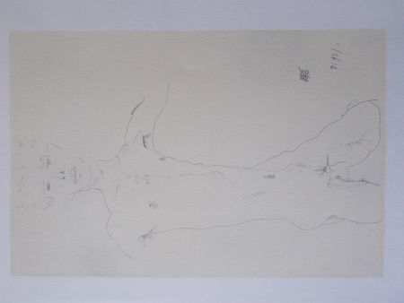 Lithograph Schiele - Standing male nude
