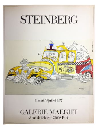 Lithograph Steinberg - STEINBERG 1977. TAXI. Galerie Maeght. Épreuve de luxe signée.