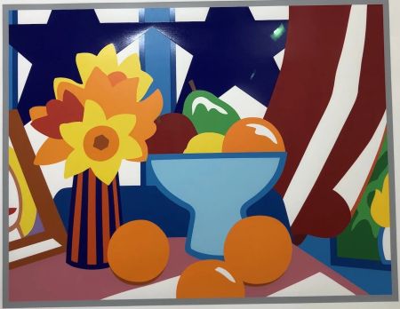 Screenprint Wesselmann - Still life with blowing curtain (red)