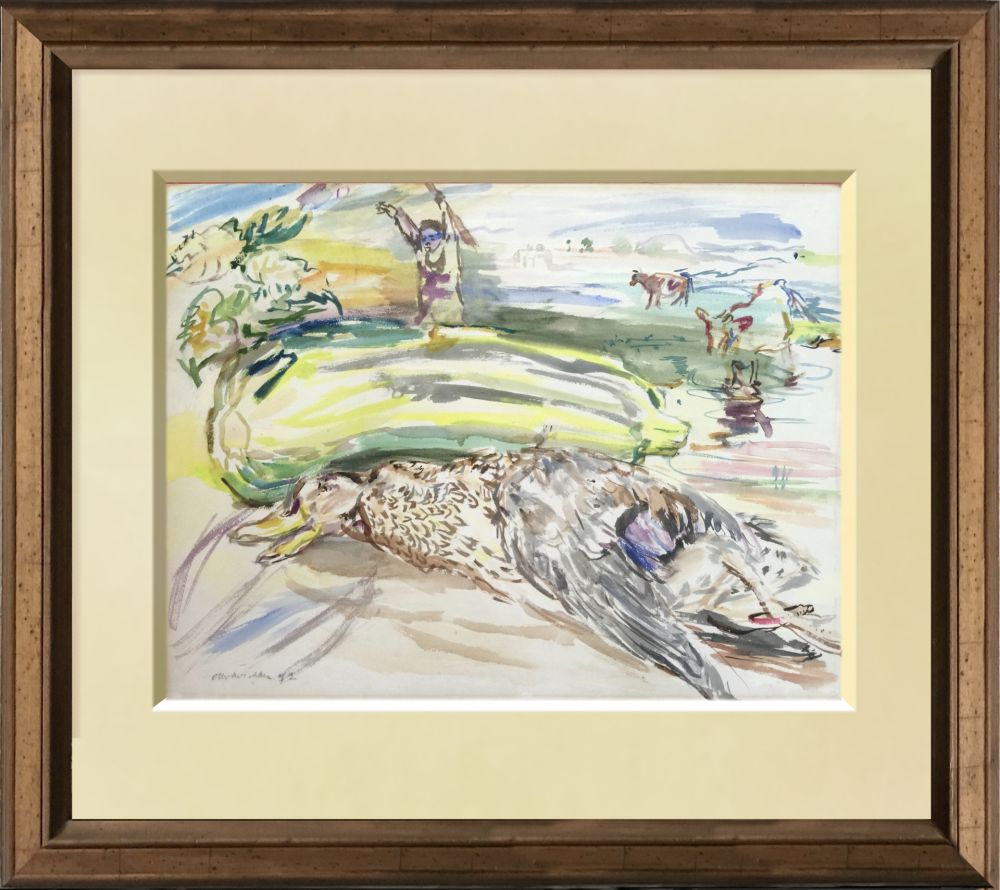No Technical Kokoschka - Stilllife and landscape Original watercolour on paper