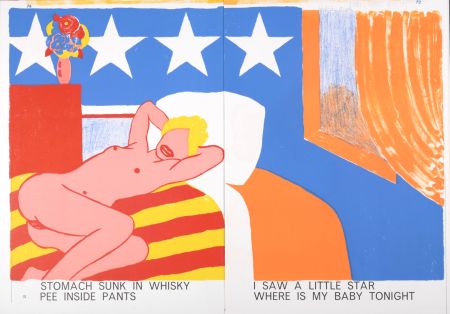Lithograph Wesselmann - Stomach Sunk in Whisky Pee Inside Pants