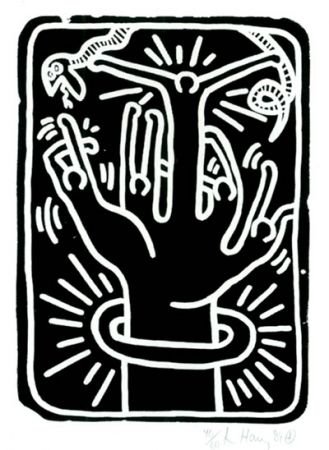 Lithograph Haring - Stones  #1