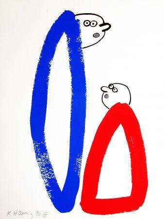 Lithograph Haring - Story of Red & Blue #14