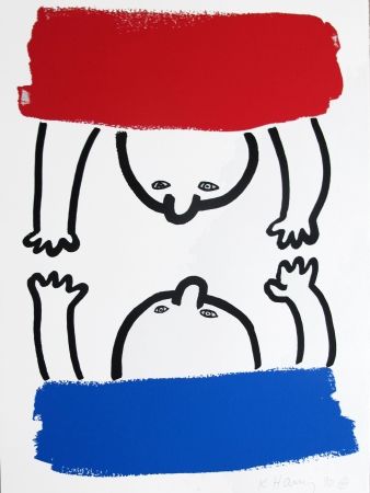 Lithograph Haring - Story Of Red & Blue #15