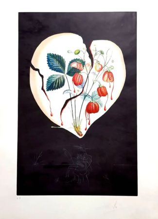 Lithograph Dali - Strawberry Heart