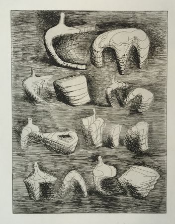 Etching Moore - Studies for Sculpture Two and Three Piece Reclining Figures (2nd State)