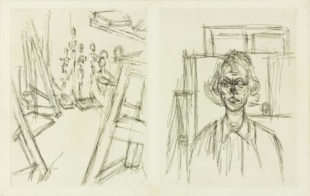 Engraving Giacometti - Studio and Annette, from La Double Vue
