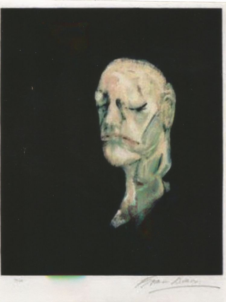 Lithograph Bacon - Study portrait after the life mask of William Blake