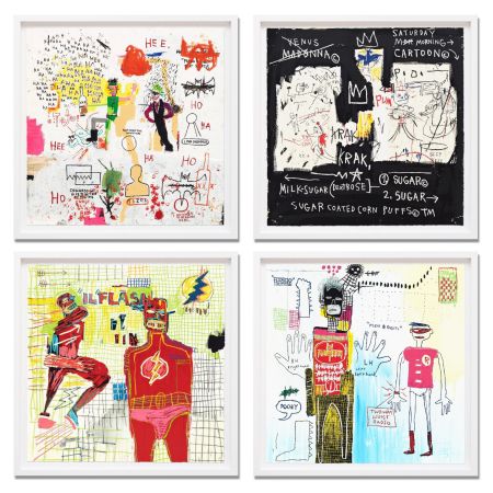 Screenprint Basquiat - Superhero Portfolio (Riddle Me This, A Panel of Experts, Piano Lesson, and Flash In Naples)