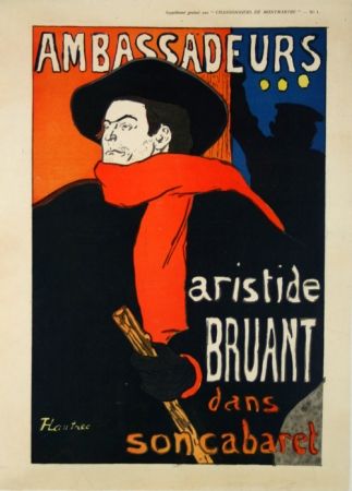 Poster Toulouse-Lautrec - Supplément  Chansonniers de Montmartre  Aristide Bruant