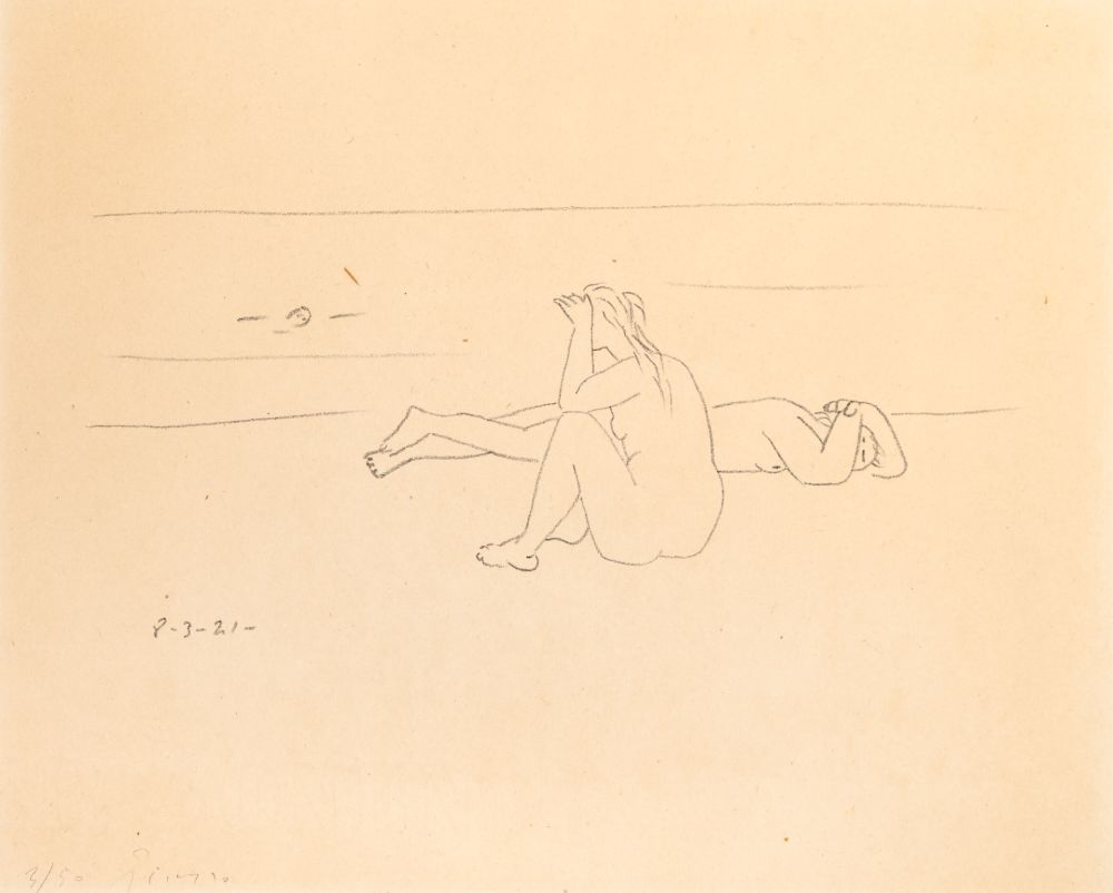 Lithograph Picasso - Sur la plage I (Deux nus)