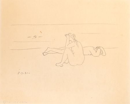 Lithograph Picasso - Sur la plage I (Deux nus)