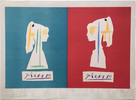 Lithograph Picasso - SYLVETTE DE PROFIL. Une des rarissimes épreuves signées par Picasso (1954).