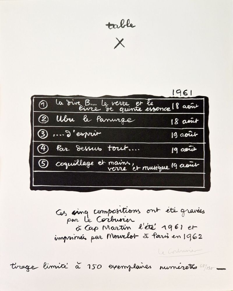 Lithograph Le Corbusier - Table