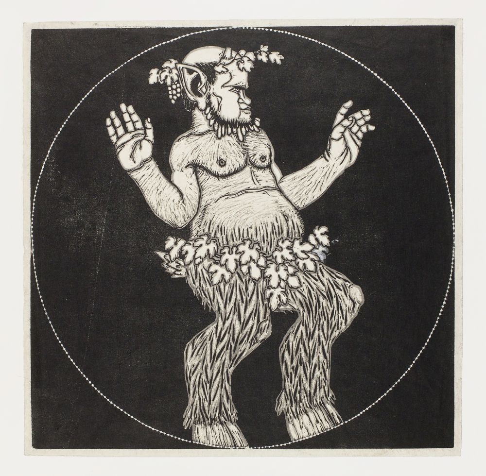 Woodcut Löffler - Tanzender Faun (Dancing Faun)