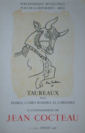 Lithograph Cocteau - Taureaux