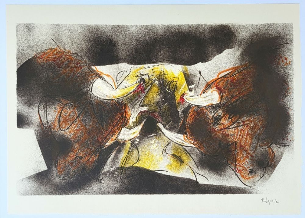 Lithograph Rebeyrolle - Tauromachie II - Combat de taureaux