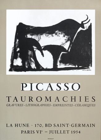 Lithograph Picasso - ‘TAUROMACHIES’ AT LA HUNE, 1954.