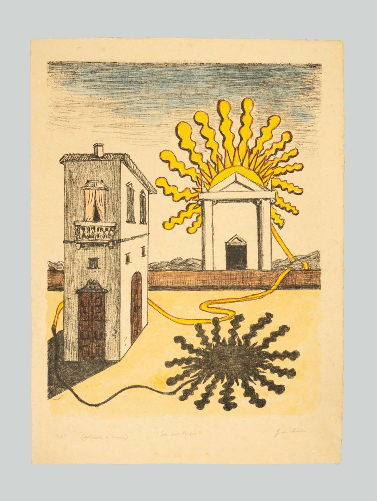 Lithograph De Chirico - Tempio del Sole