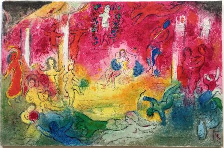 Lithograph Chagall - TEMPLE ET HISTOIRE DE BACCHUS (Daphnis & Chloé - 1961)