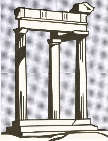 Lithograph Lichtenstein - Temple (Leo Castelli mailer)