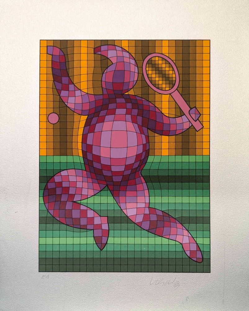 Screenprint Vasarely - Tennis Player