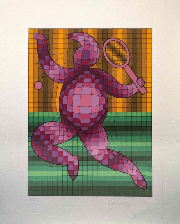 Screenprint Vasarely - Tennis Player