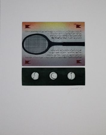 Etching And Aquatint Janak - Tennisschläger / Tennis Racquet