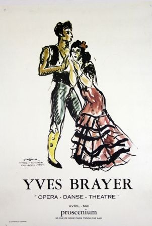 Lithograph Brayer - Teresina et Roland Petit 