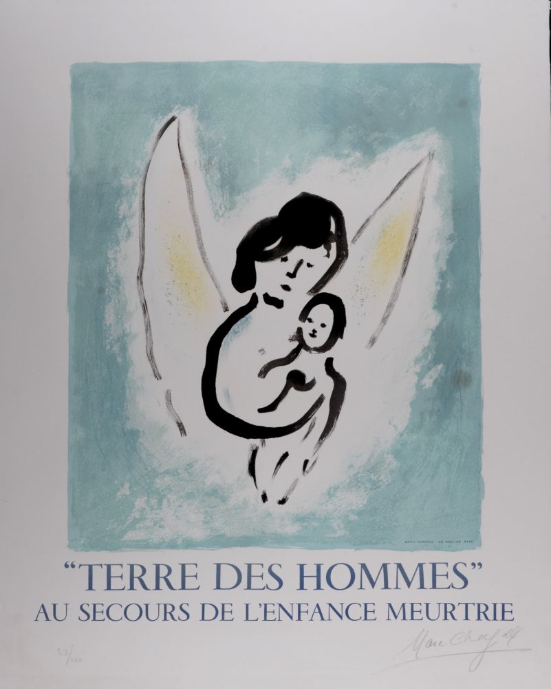 Lithograph Chagall (After) - Terre des Hommes, 1971 - Hand-signed