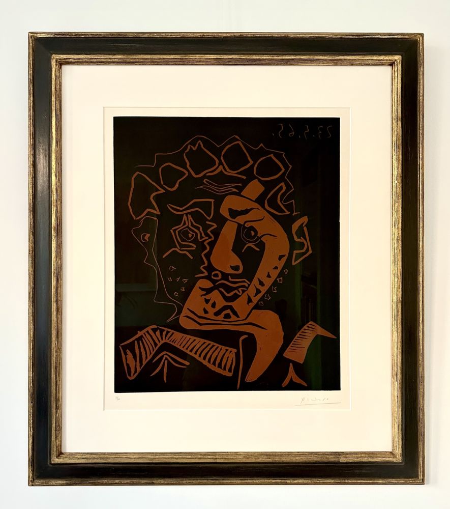 Linocut Picasso - Tete d’Histrion