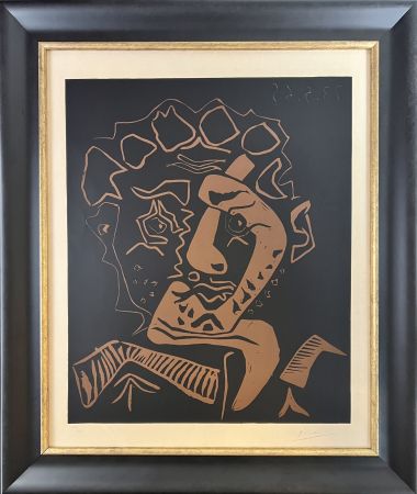 Linocut Picasso - Tete d’Histrion