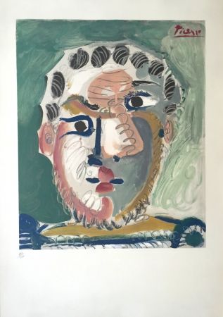 Lithograph Picasso - Tete D'homme Bardu