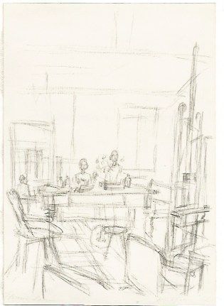 Lithograph Giacometti - The Artist's Studio