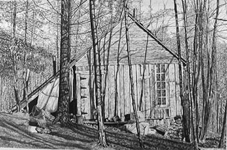 Lithograph Levine - The Brookwood Cabin