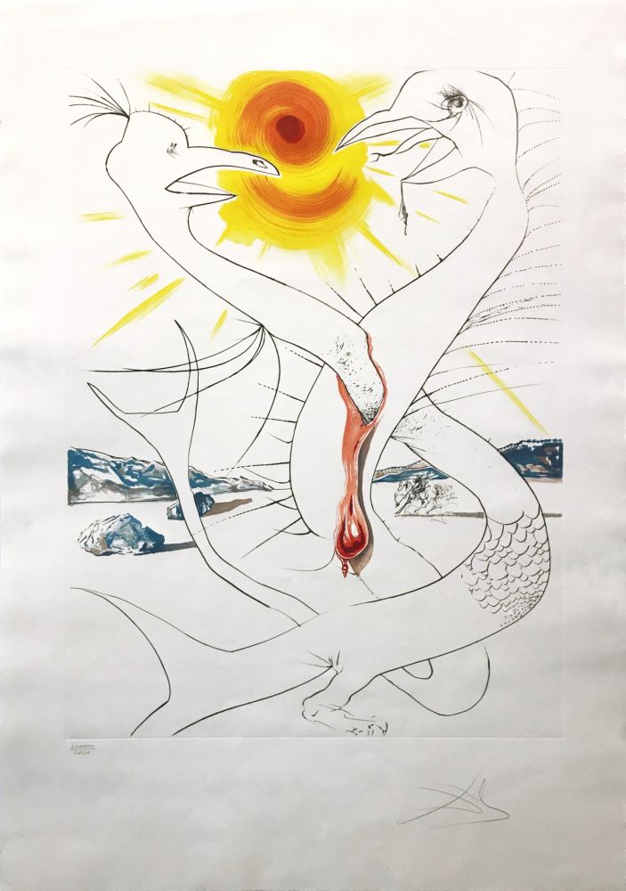 Engraving Dali - THE CADUSEUS OF MARS NOURISHED BY THE BALL OF FIRE OF JUPITER