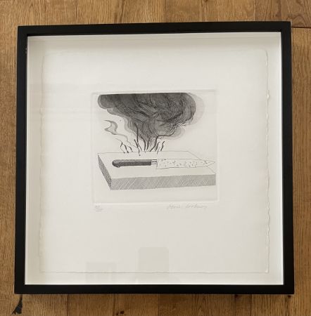 Etching And Aquatint Hockney - The Carpenter’s Bench, a Knife and Fire (
