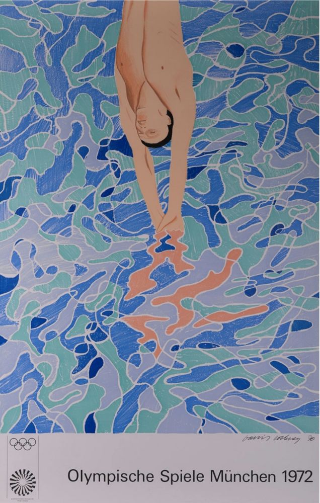 Lithograph Hockney - The Diver, Olympische Spiele München, 1972