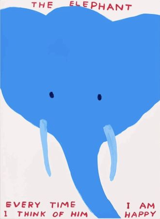 Screenprint Shrigley - The Elephant, Every time I think of him I am happy