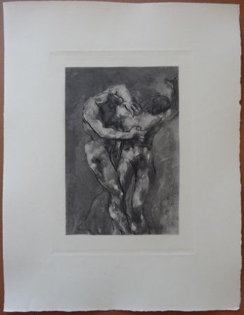 Engraving Rodin - The Fight