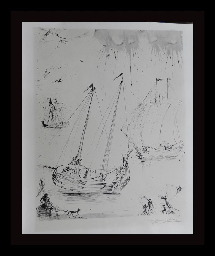 Lithograph Dali - The Fisherman