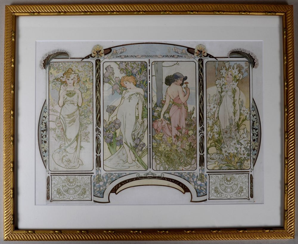 Lithograph Mucha - The Flowers (one sheet), circa 1900