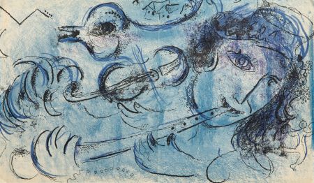 Lithograph Chagall - The Flute Player