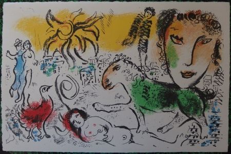 Lithograph Chagall - The green horse