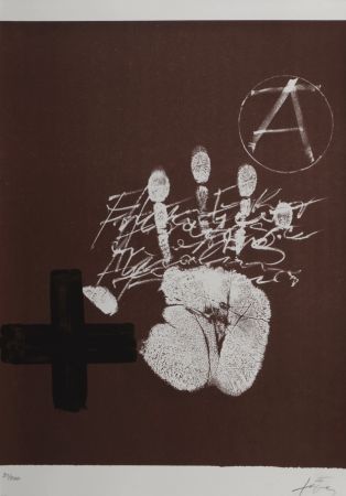 Lithograph Tàpies - The Hand, 1974 - Hand-signed