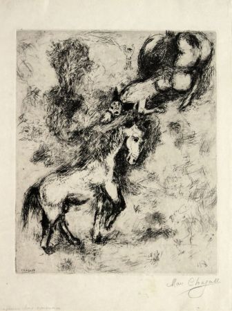 Linocut Chagall - The Horse and the Donkey