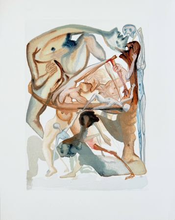 Woodcut Dali - The Inferno, Canto 11 - On the Edge of the Seventh Circle