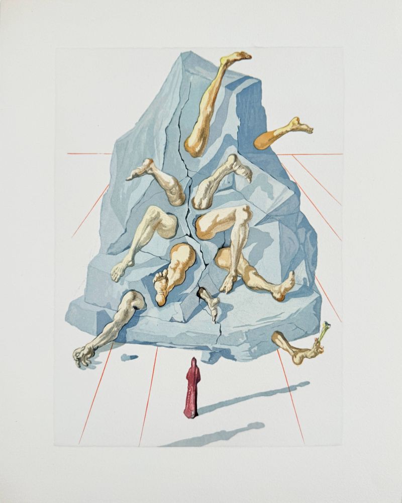Woodcut Dali - The Inferno, Canto 19 - The Simonists